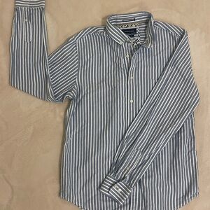 Men's Blue and White Striped Shirt